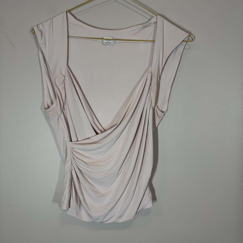 Aritzia Wilfred Womens Sleeveless Draped Wrap Top Size M Light Pink Blouse Soft